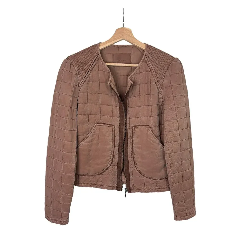 Blank NYC Brown Quilted Puffer Jacket Neutral Cozy Winter M